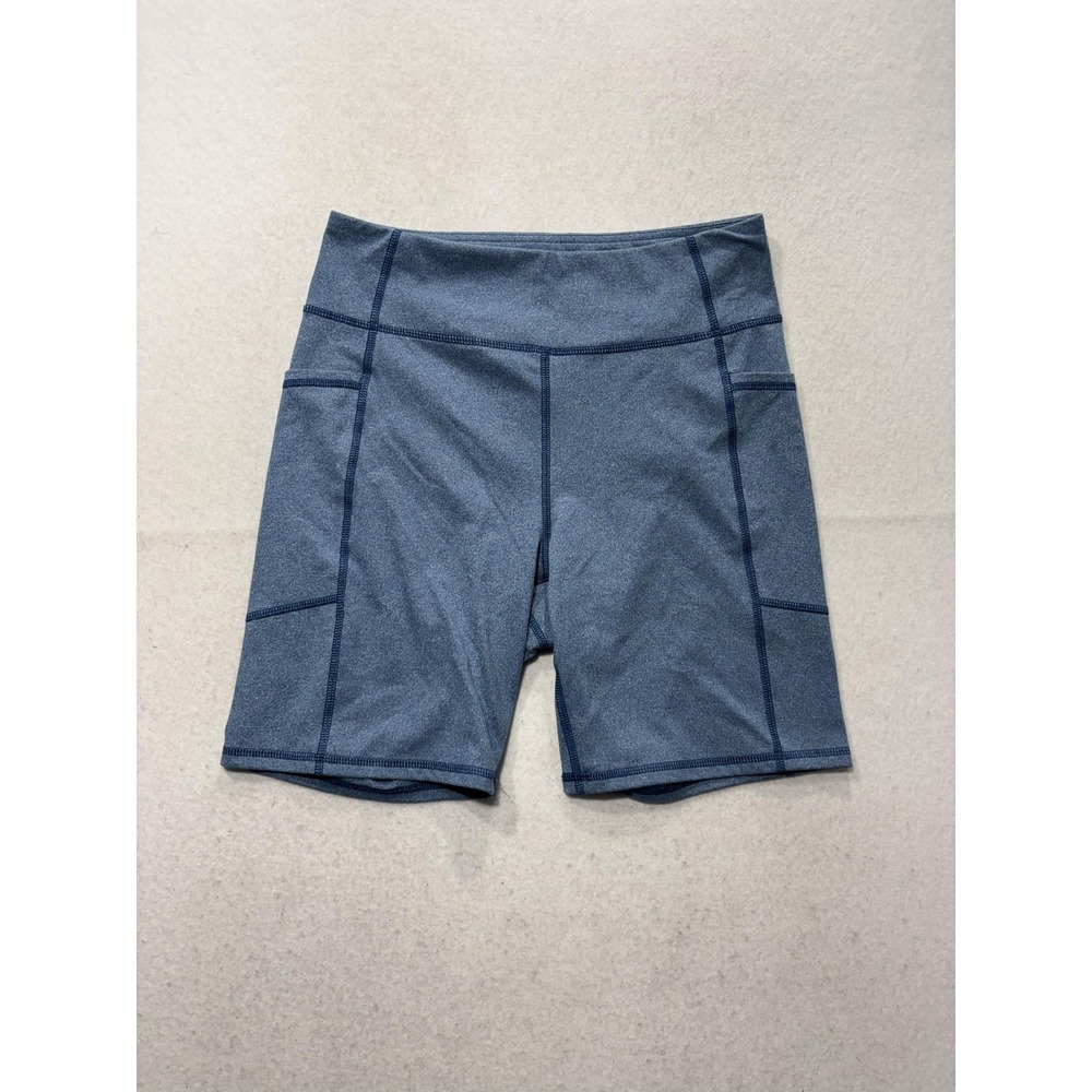Tek Gear Biker Shorts Womens Medium Blue High Rise 7" Inseam Pocket Stretch